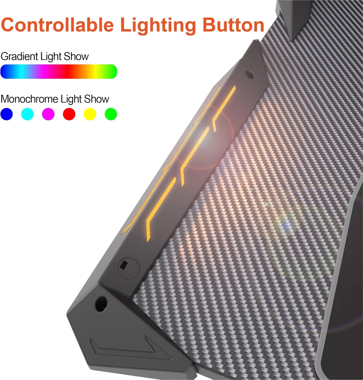 60" Gaming Desk with RGB LED Lights, Large Z-Shaped Gaming PC Desk with Carbon F image 5