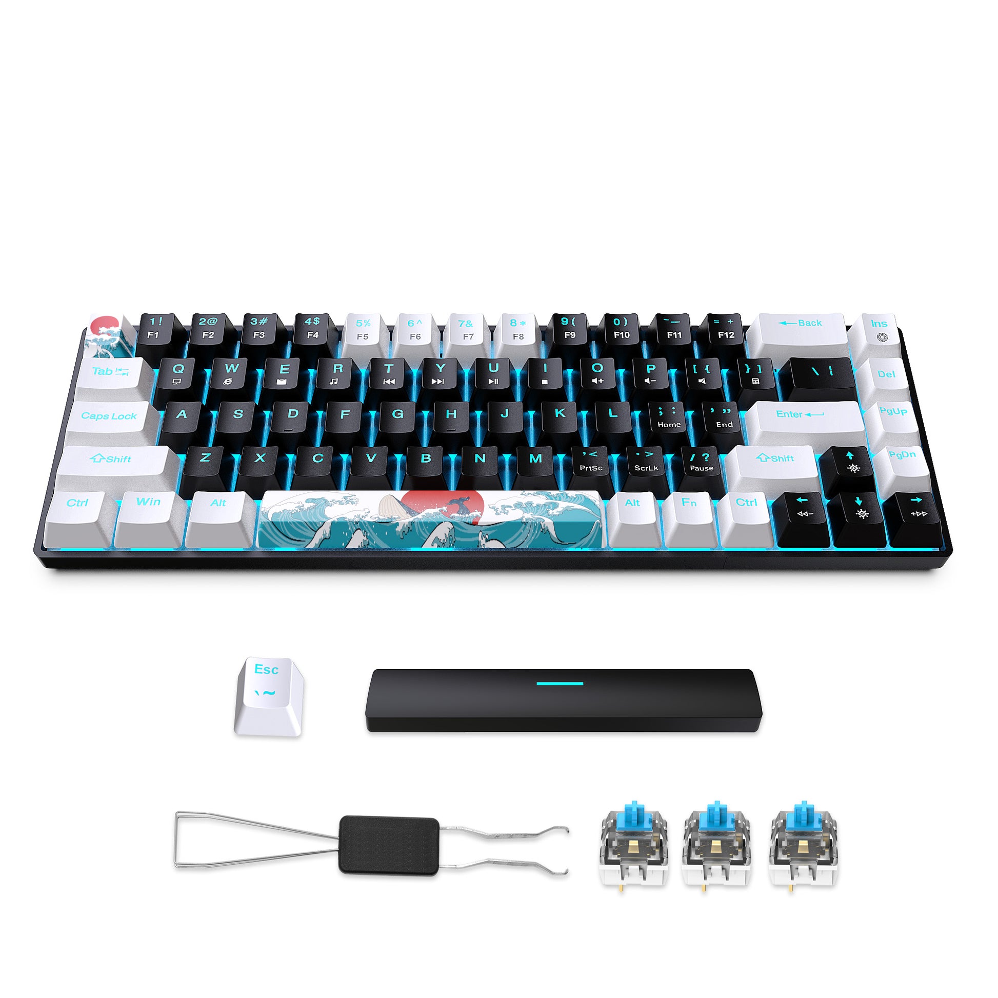 Gaming Keyboard, Wired Sea Blue LED Backlit Mini Keyboard, Ultra-Compact Anti-Gh image 8