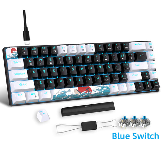 Gaming Keyboard, Wired Sea Blue LED Backlit Mini Keyboard, Ultra-Compact Anti-Gh image 0