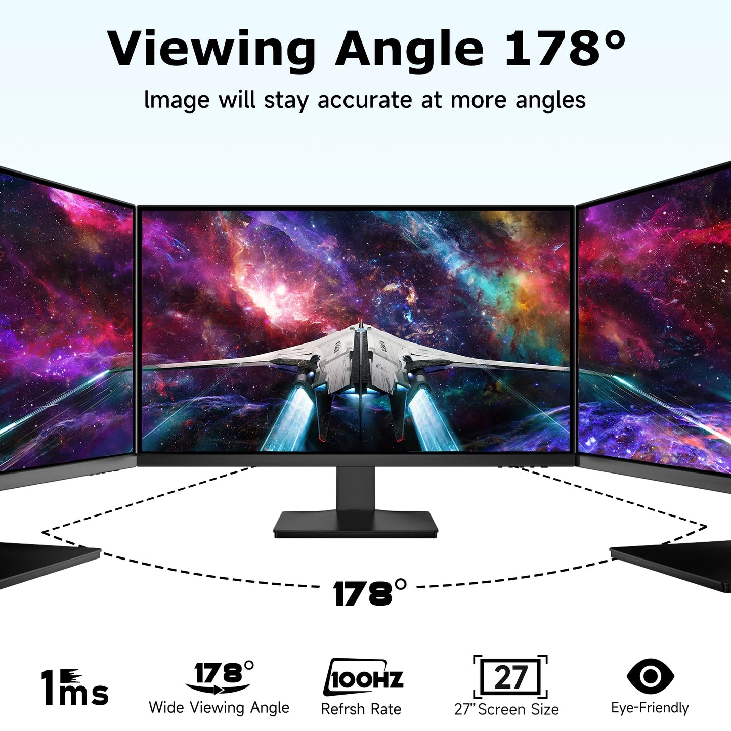 27 Inch 1080P IPS LCD Computer Monitor 100Hz FHD Gaming Monitor 99% Srgb , Frees image 3